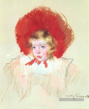 Mary Cassatt œuvres - Enfant avec un chapeau rouge mères des enfants Mary Cassatt